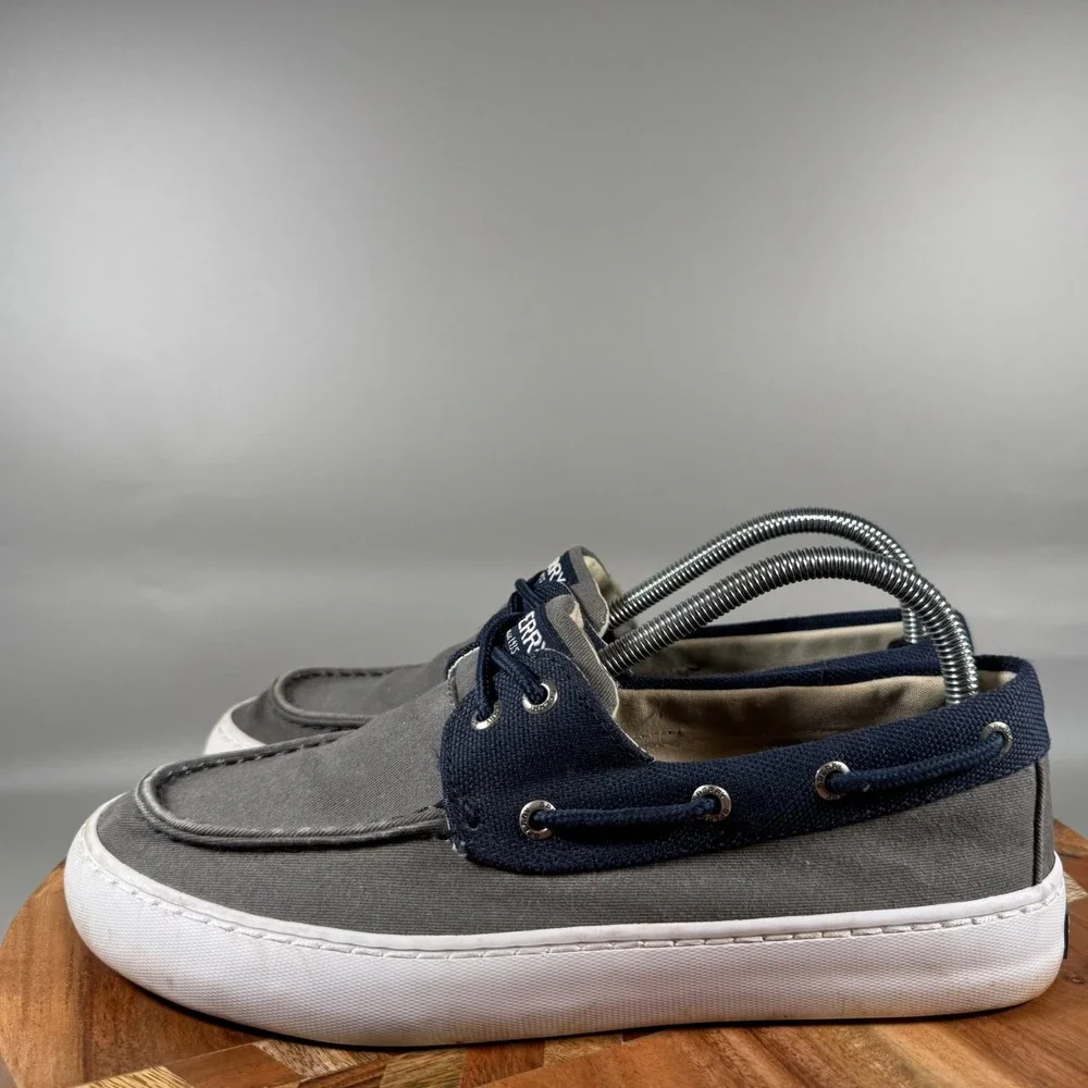 Sperry Top-Sider Mens 8 M Gray Navy Blue Fabric Boat Shoe Sneakers STS15303